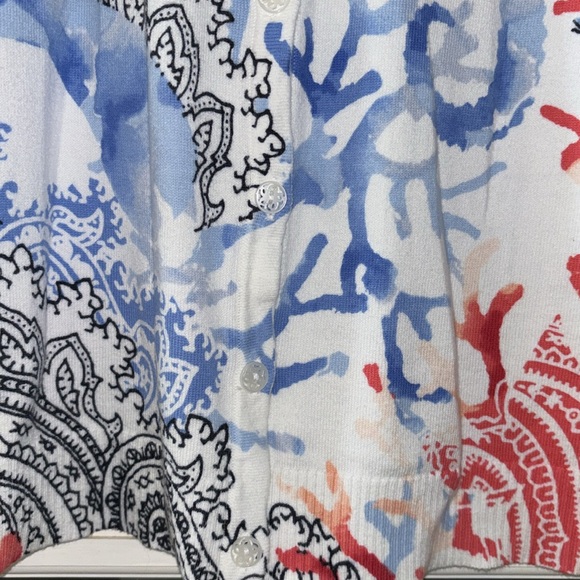 Christopher & Banks Unique Sea-life Print Cardigan Lightweight Sz M cotton - Picture 7 of 14